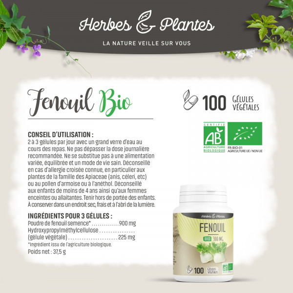 Fenouil Bio - 300 mg - Gélules végétales