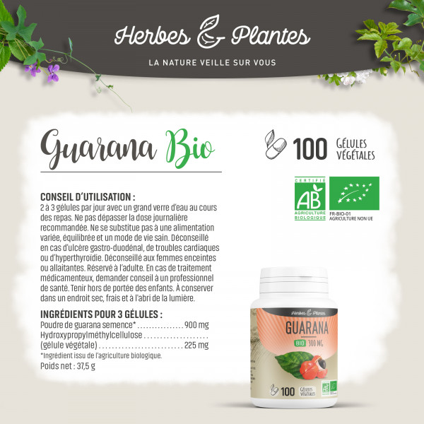 Guarana Bio - 300 mg - Gélules végétales