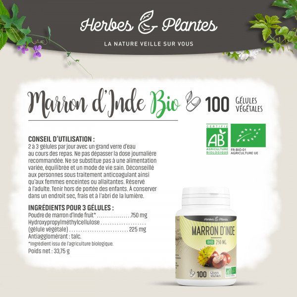 Marron d'Inde Bio - 250 mg - Gélules végétales