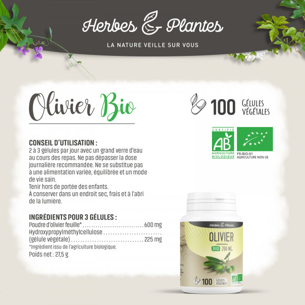 Olivier Bio - 200 mg - Gélules végétales