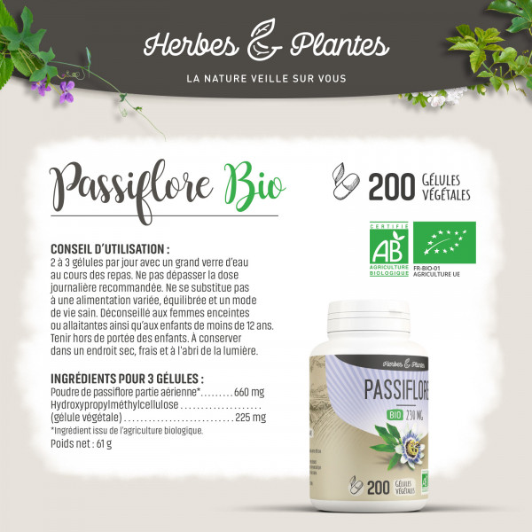 Passiflore Bio - 230 mg - Gélules végétales