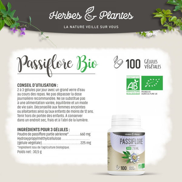 Passiflore Bio - 230 mg - Gélules végétales