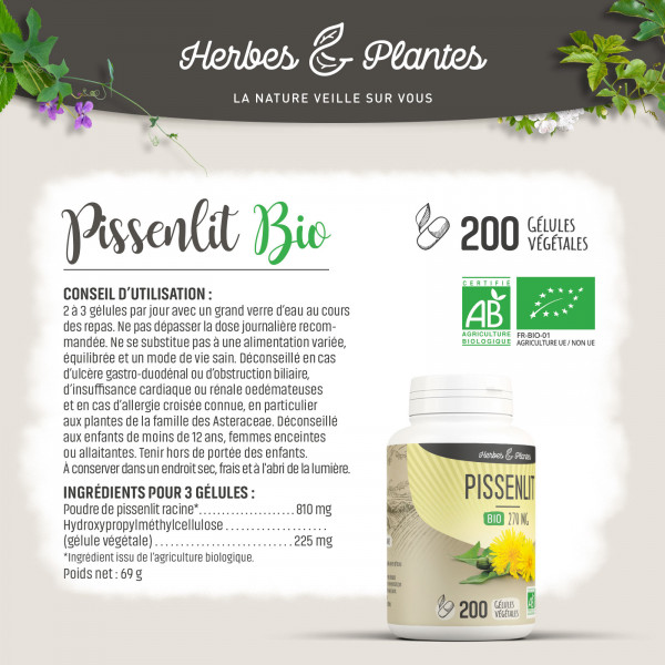 Pissenlit Bio - 270 mg - Gélules végétales