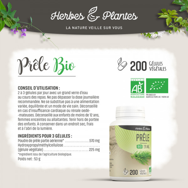 Prêle Bio - 190 mg - Gélules végétales