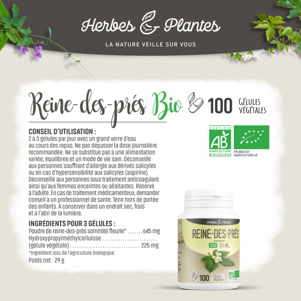 Reine des prés Bio - 215 mg - Gélules végétales