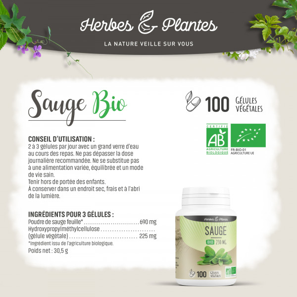 Sauge Bio - 230 mg - Gélules végétales