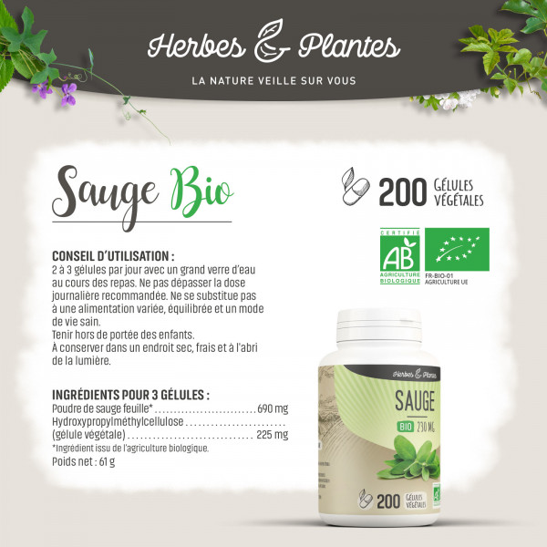 Sauge Bio - 230 mg - Gélules végétales