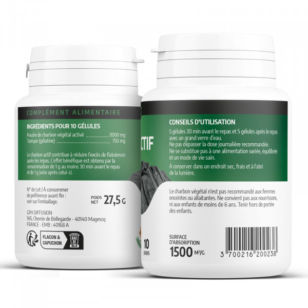 Charbon Végétal - 230 mg - 200 gélules