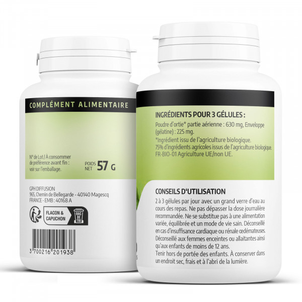 Ortie Bio (Feuille) - 200 gélules - 210mg