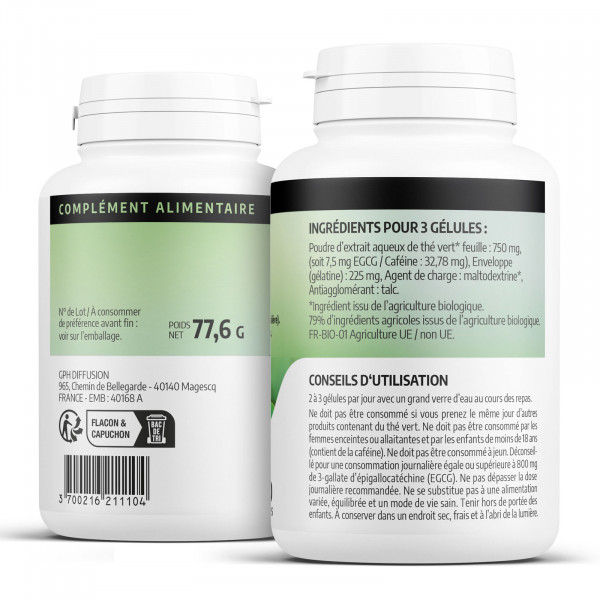 Thé Vert 250mg - Gélules ecocert