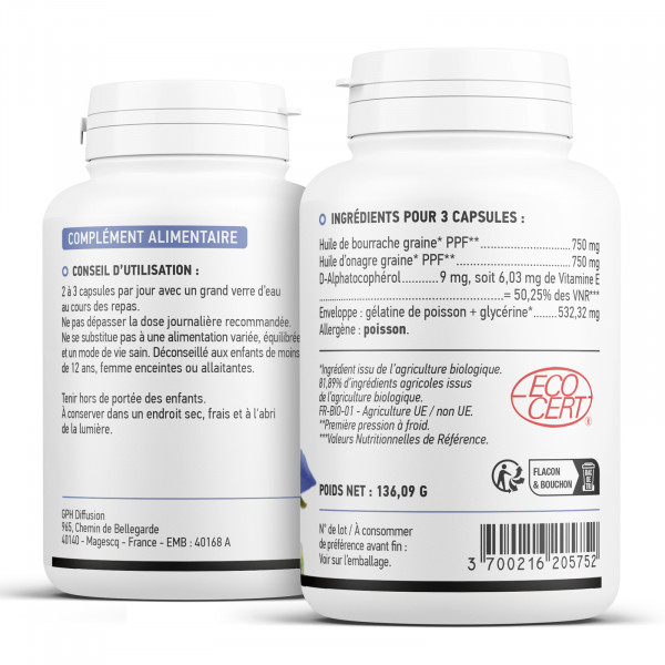Bourrache - Onagre Ecocert - 200 capsules