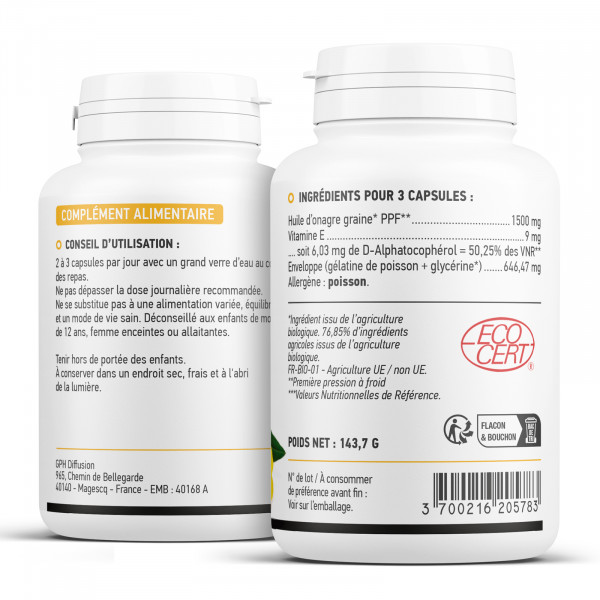 Onagre Ecocert - 503 mg - 200 capsules marines