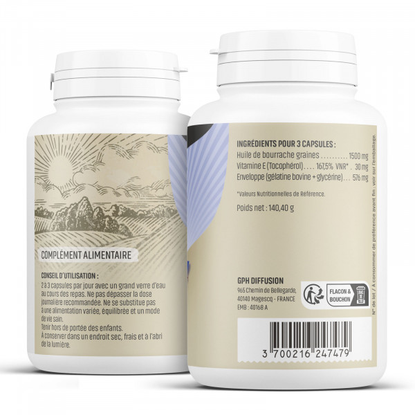 Bourrache - 500 mg - 200 capsules - Herbes & Plantes