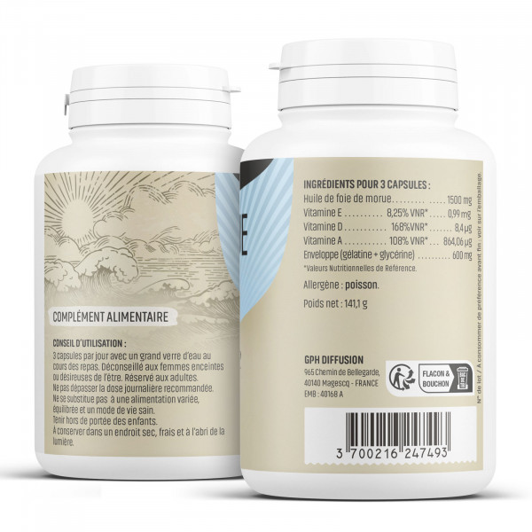 Foie de Morue - 500 mg - 200 capsules - Herbes & Plantes