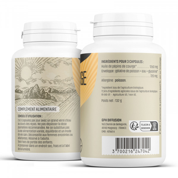 Pépins de Courge Ecocert - 420 mg - 200 capsules - Herbes & PLantes