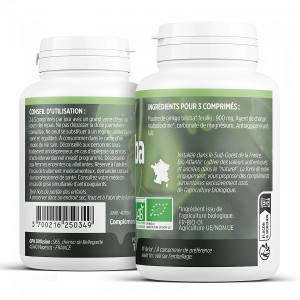 Ginkgo Biloba Bio - 300mg - Comprimés