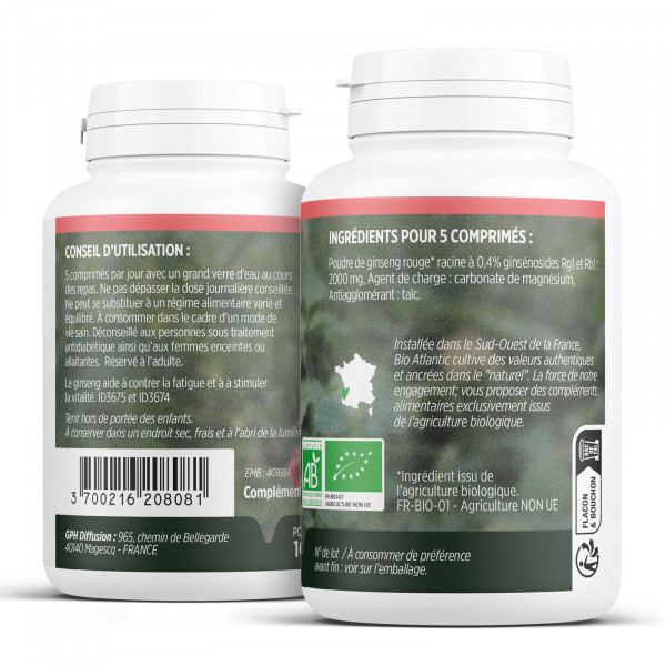 Ginseng Rouge Bio - 400mg 200 comprimés