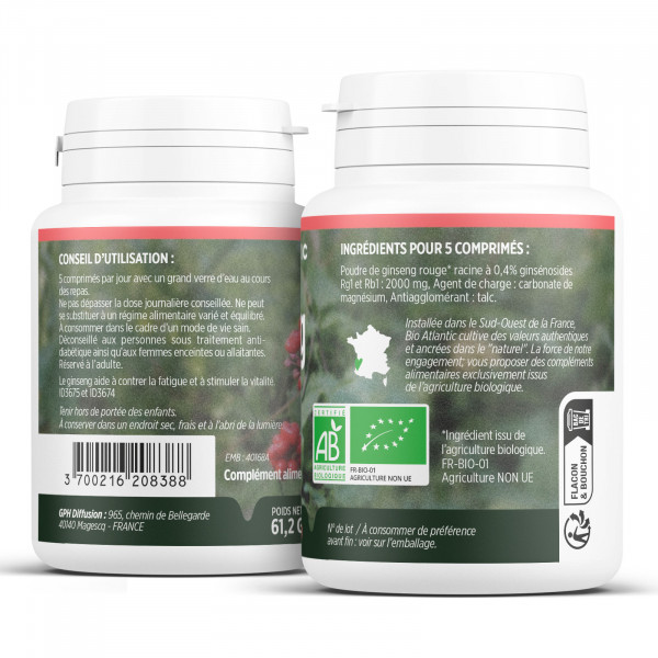 Ginseng Rouge Bio - 400mg 200 comprimés