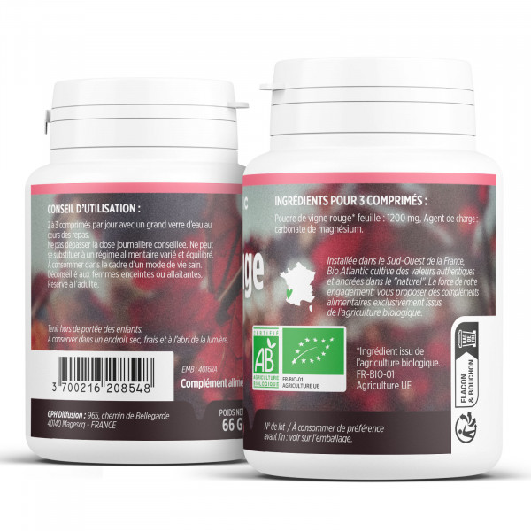 Complément alimentaire Vigne Rouge Bio - 200 comprimés