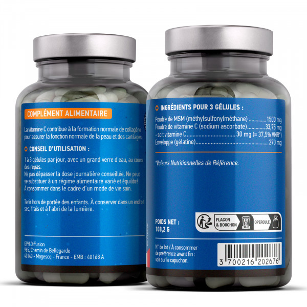 Méthylsulfonylméthane - MSM+ - 180 Gélules