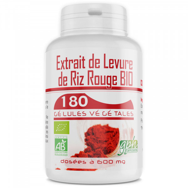 Levure de Riz Rouge Bio 1,6% 600mg -180 gélules