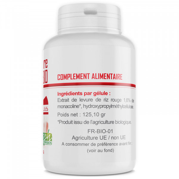 Levure de Riz Rouge Bio 1,6% 600mg -180 gélules