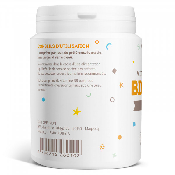 Vitamine B8 Biotine 10 000 µg 365 comprimés