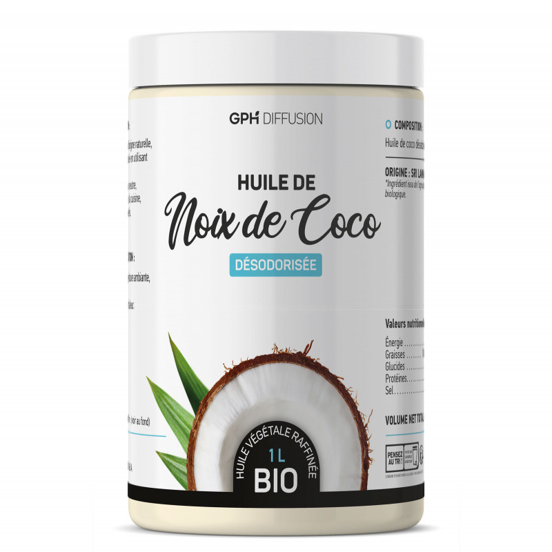 Huile de Coco BIO 500ml Désodorisée, Vegan, Sans OGM
