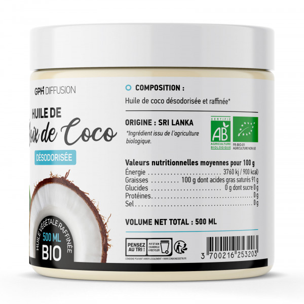 Huile Noix de coco désodorisée Bio