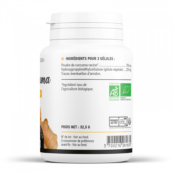 Curcuma biologique 250 mg - Gélules végétales