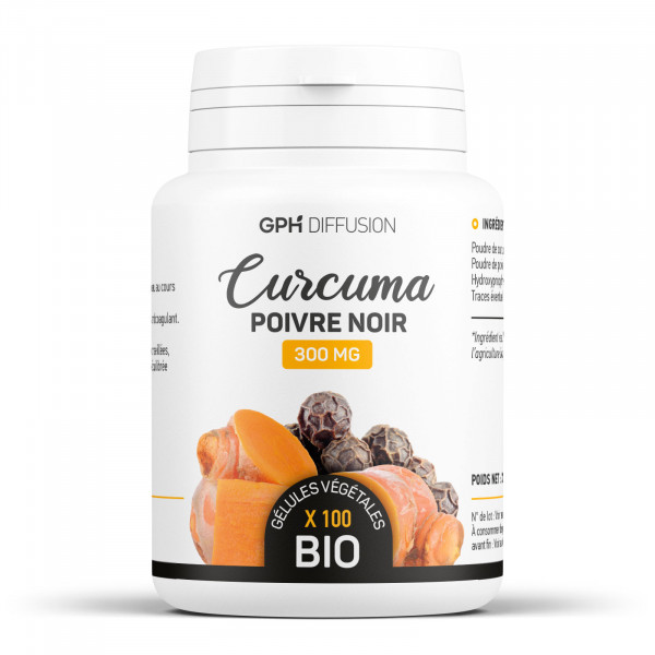 Curcuma Bio et Poivre Noir Bio - 300 mg - 200 gélules végétales