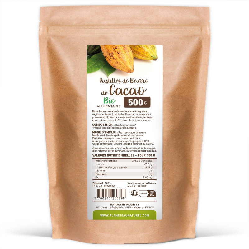 Beurre de cacao certifié BIO en pastilles - Laboratoire Haut-Ségala
