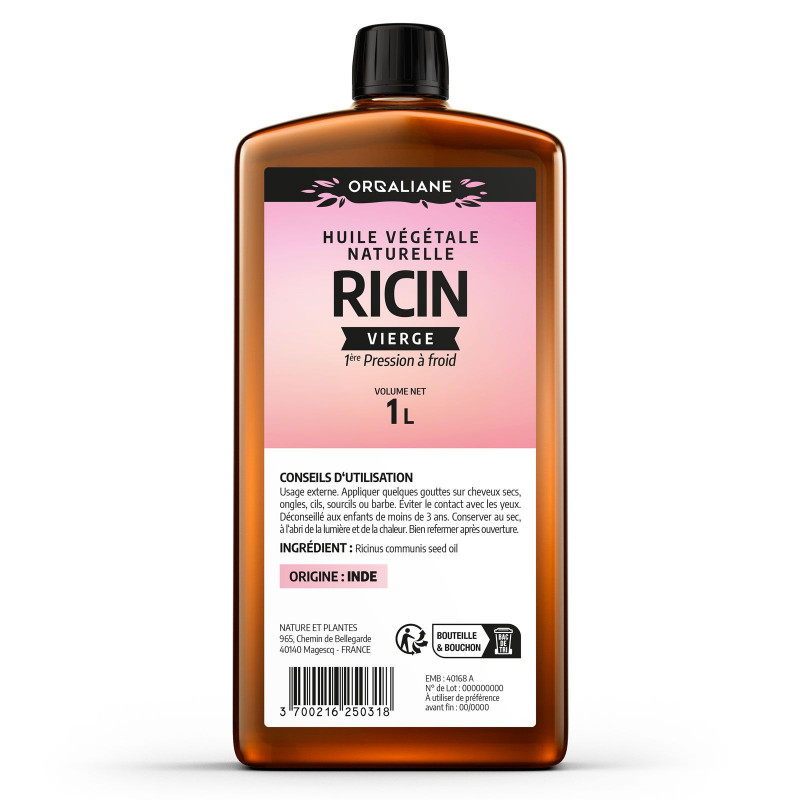 Huile de Ricin 1l - Cheveux, Barbe, Cils, Sourcils et Ongles