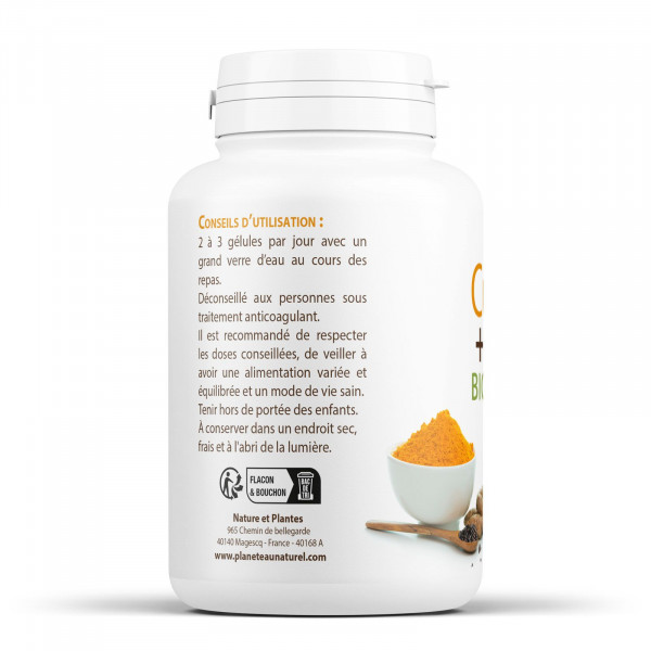 Curcuma et Poivre Noir Bio 300mg - 200 gélules végétales