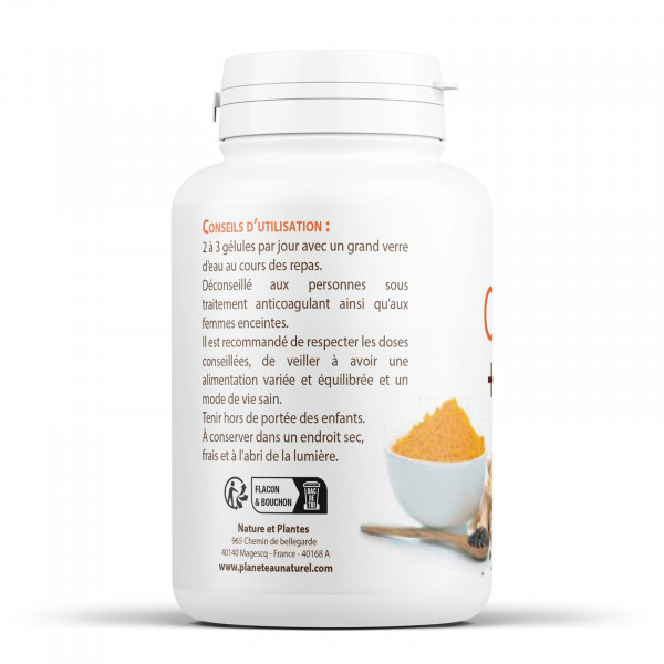 Curcuma Gingembre et Poivre Noir Biologique 300 mg - 200 gélules végétales