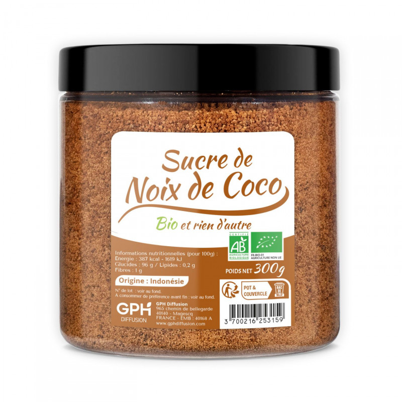 🌺🌿 Sucre de coco bio - 250g - GPH Diffusion