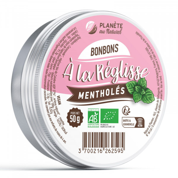 Bonbons de réglisse mentholés biologique - 50g